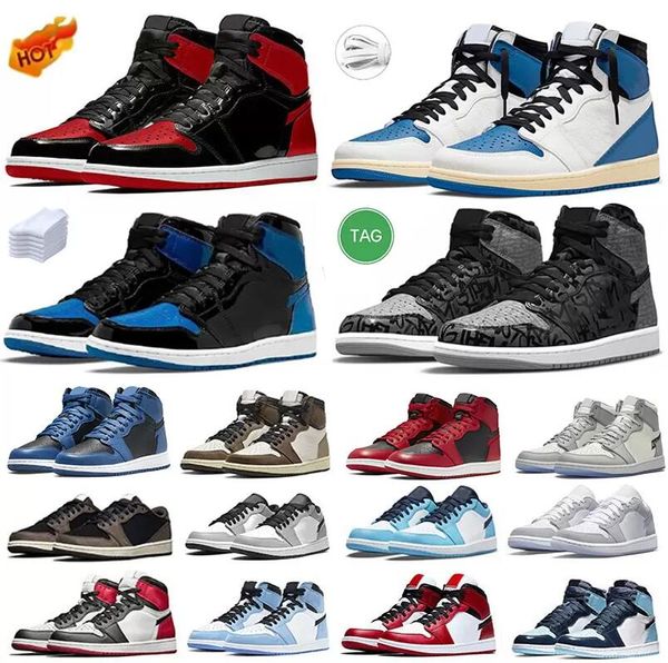 

jumpman 1 1s mens basketball shoes rebellionaire bred patent royal fragment unc pine green university blue dark mocha fearless men women spo