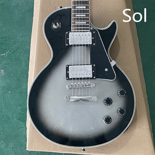 

in stock custom lp electric guitar white silver pink black edge can be customized as required guitarra guitars