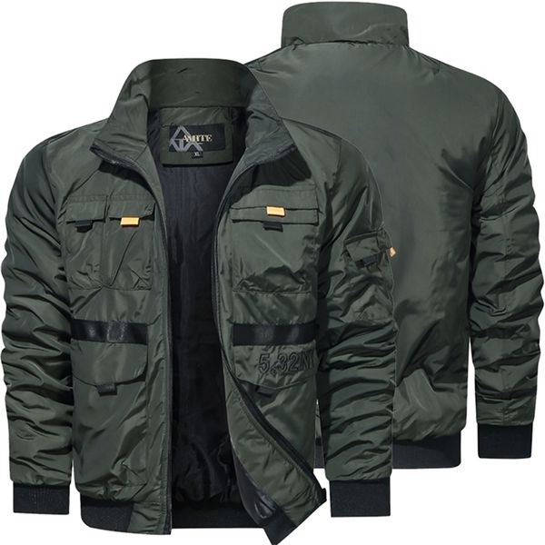 Men Jackets Zipper Bomber Jacket Green Coat Green Male Windbreaker Overdoor Military Jacket Men Moda Moda Casal de outono Tops 201218