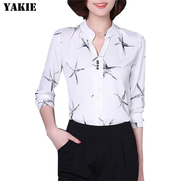 

new summer women chiffon shirt fashion casual office work lady chiffon blouses elegant slim plus size s xxl women shirts 210412, White