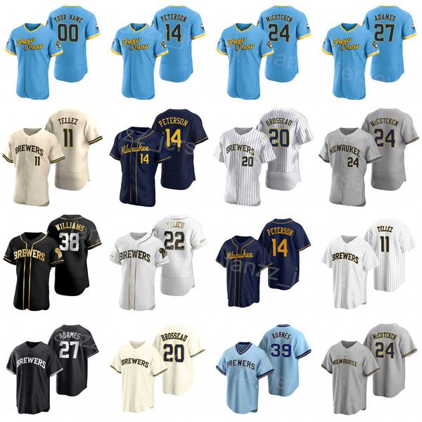 

baseball space city connect 20 mike brosseau jersey 38 devin williams 28 pedro severino 27 willy adames 24 mccutchen 14 jace peterson pullov, Blue;black