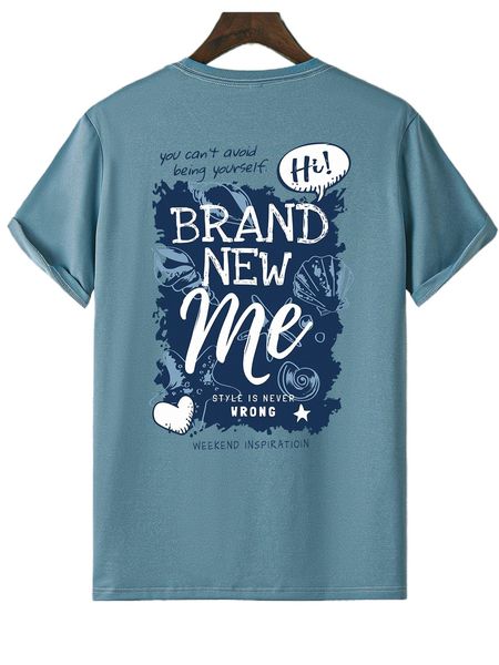 

men heart & slogan graphic tee r2j1#, White;black