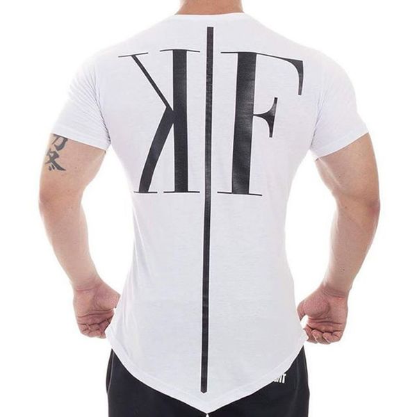 

men's t-shirts new fitness muscle men's short-sleeved sports t-shirt elastic exercise running breathable speed dry hoodie fashion, White;black