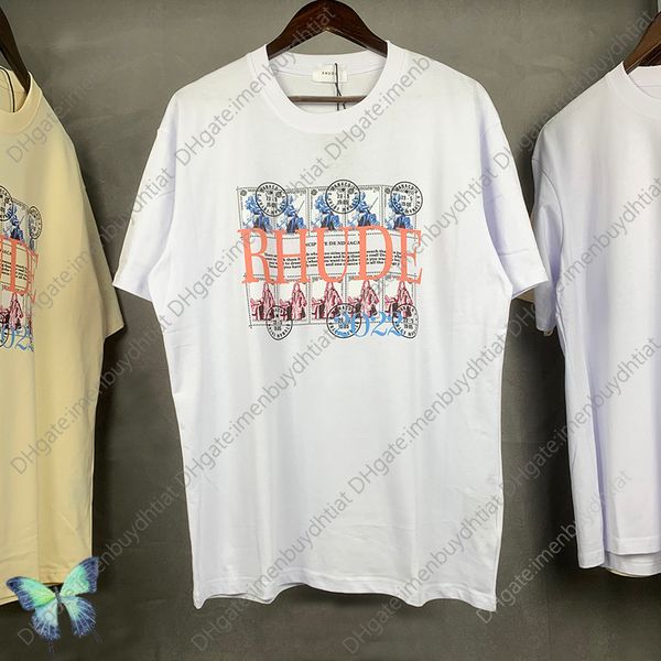 

designer t shirt sell well original tag oversize rhude coconut tree stamp print t-shirt 001, White;black