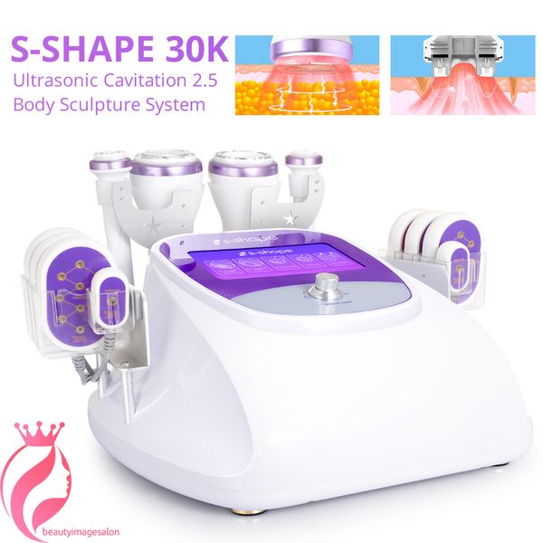 Neues Design, das starke 30K-Ultraschallkavitation 2,5-Maschinen-Vakuum-RF-Radiofrequenz-Laser-Gewichtsverlust-Anti-Cellulite-Massagegerät abnimmt