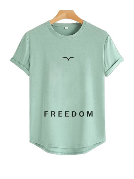 

men bird & letter graphic high low tee 78l0#, White;black