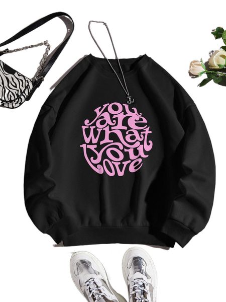 

slogan graphic thermal pullover m5ep#, Black