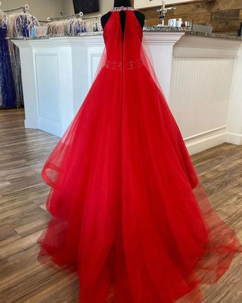 Красное платье с кристаллами для девочек, 2023 г., бальное платье AB, красный камень из органзы, вечернее платье для маленьких детей на день рождения, тюль для малышей-подростков C292V