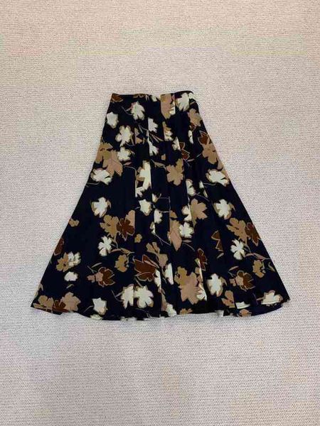 

skirts m series fresh and sweet printed long skirt pleated women's summer season, Black