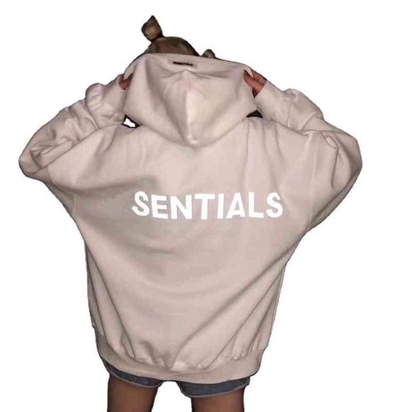 

essetials reflective letter hooded sweater men's and women's hoodies fashion brand clothes spring and autumn thin coat lovers&#039, Black