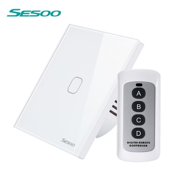 SESOO Interruttore di controllo remoto 123 Gang 1 via Smart Wall Touch Light Indicatore LED Pannello in vetro temperato cristallo Y200407