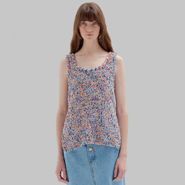 

women's t-shirt eenk colourful woven sweet design knitted vest casual pullover round neck small fragrant style sweater fall women 8yk2, White