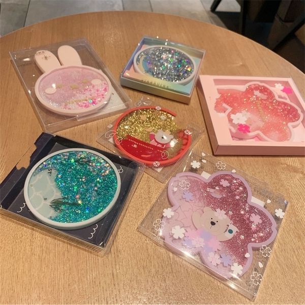 Kiraz Blossom Coasters Silikon Quicksand ve Flash Sakura Placemat İçecek Kahve Kupası Mat Yalıtımsız Yalıtım Çay Pedi Ev Dekoru 220627