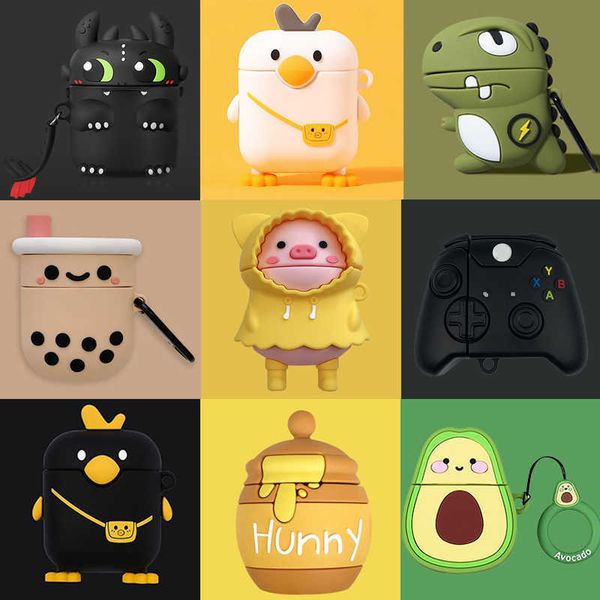 

3d dragon earphone shell for airpods pro case silicone cartoon duck headphones case cover for airpod 1 2 case wireless charging cover