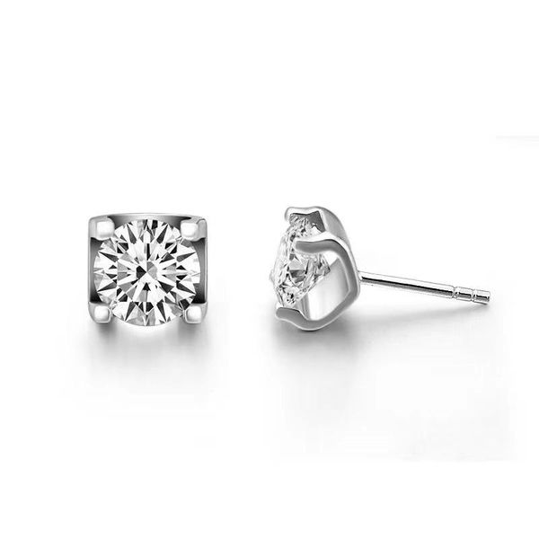 

stud trendy 1ct d color vvs1 moissanite earrings for women s925 silver jewelry plated white gold gra gift, Golden;silver