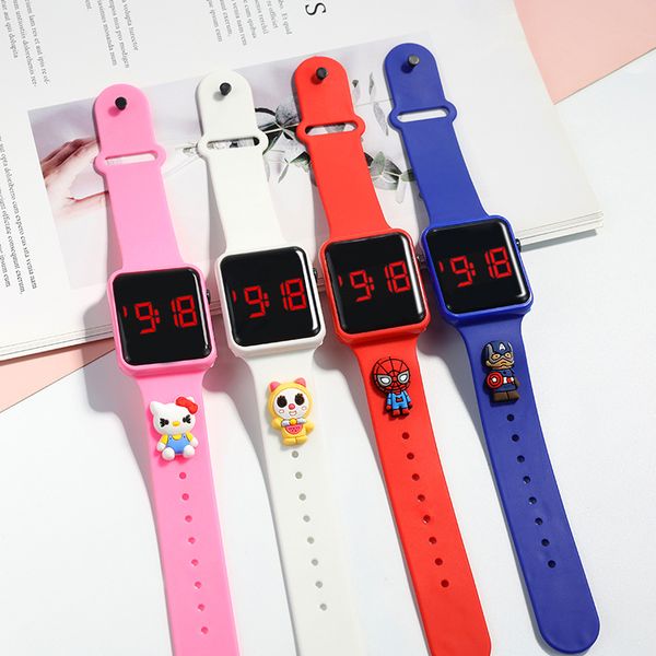 

new children's birthday gift square figure led electronic watch sports touch cartoon bracelet