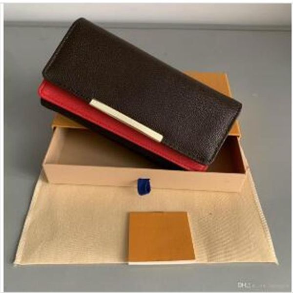 

2020 shpping whole red bottoms lady long wallet multicolor designer coin purse card holder original box women classic zip237r, Red;black