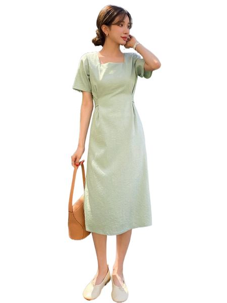 

dazy square neck split hem tie back dress u0gy#, Black;gray