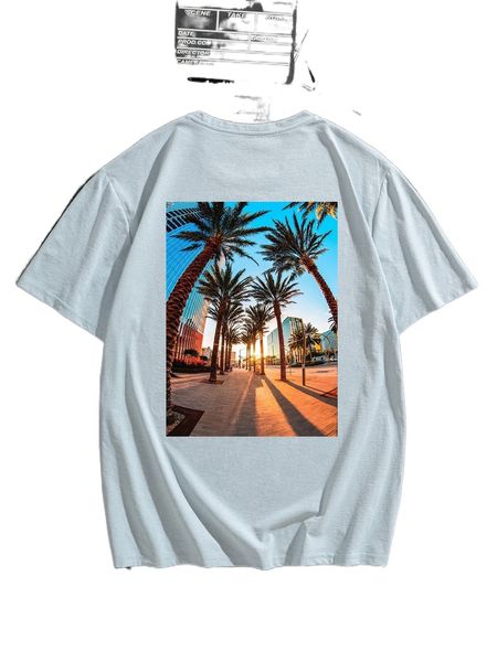 

men palm tree print tee g2p1#, White;black