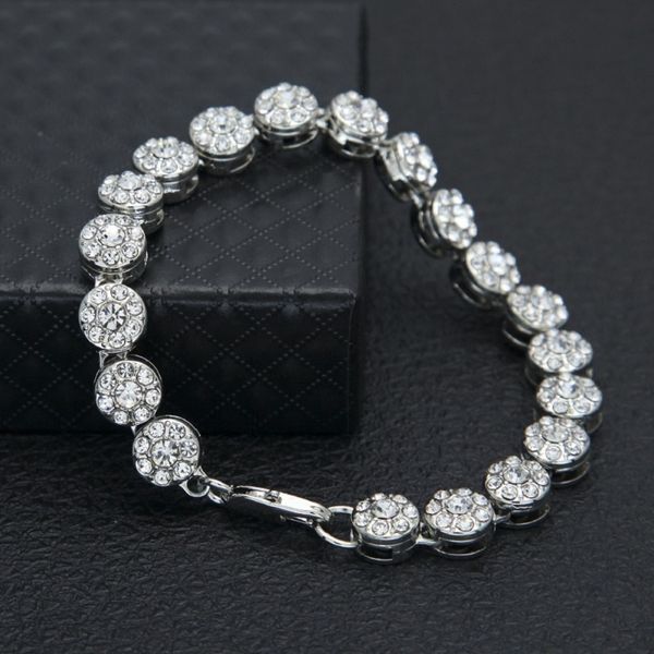 

iced out gold chain bracelet for mens hip hop bracelets jewelry round single row rhinestone bracelets, Black