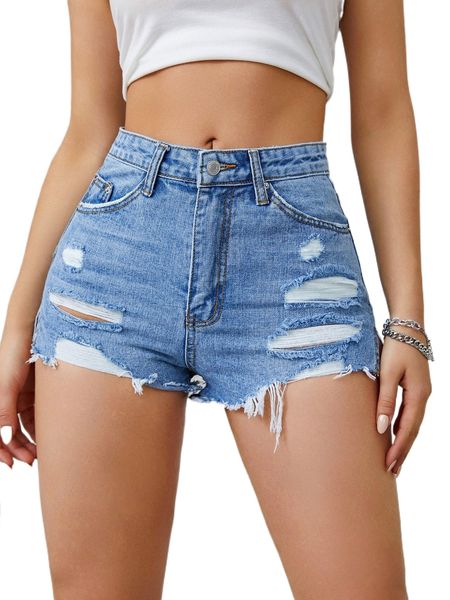 

ripped raw trim denim shorts m6mu#, White;black