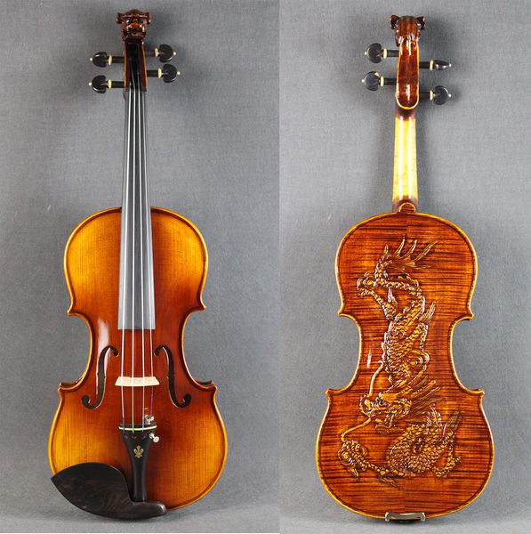 

4/4 handmade violin dragon carved violino strong tone excellent 4/4 case and bow