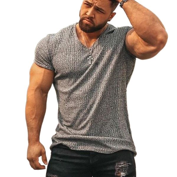 

men's t shirt solid color v neck casual daily short sleeve lightweight fashion muscle big and tall blue white black / summer z6ua#