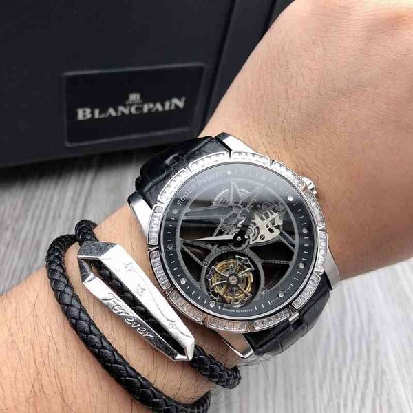 

jb roge dupy series v3 diamond inlaid movement hollow out watch mens real tourbillon mechanical, Slivery;brown