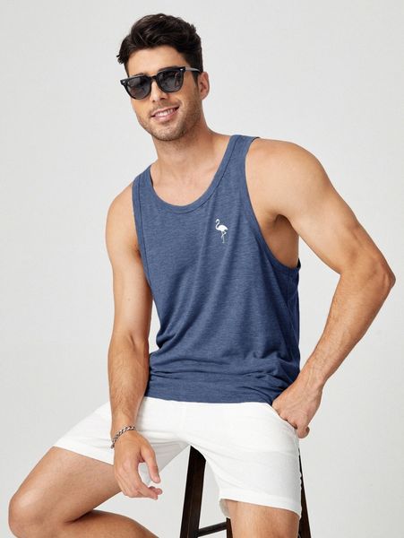 

men flamingo print tank i155#, White;black