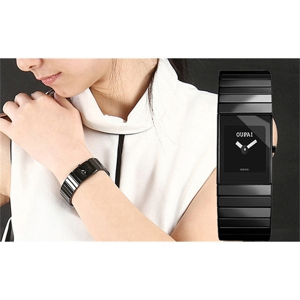 

oupai ceramics wrist watch ladys watch small dial 30m waterproof hour clock classic ra80030do 201114, Slivery;brown
