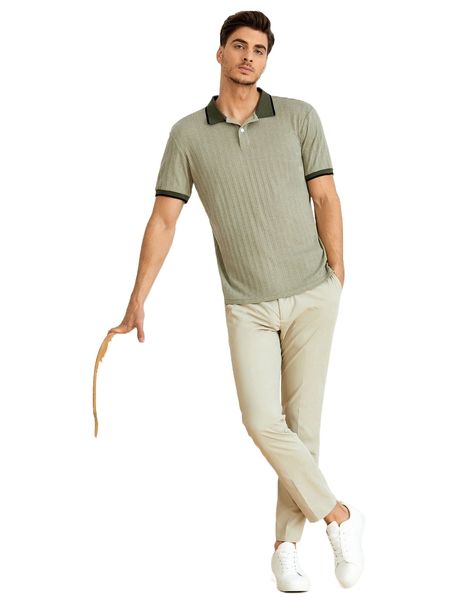 

men contrast collar polo shirt o7ha#, White;black