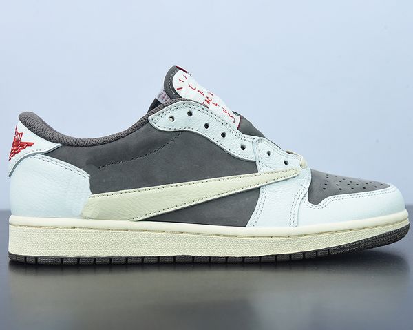 

jumpman 1 low og mens basketball shoes x travis scotts 1s color white brown beige khaki university outdoor sneakers with original box, Black
