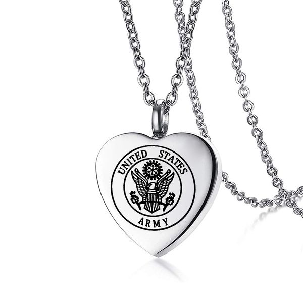 United States US Marine Corps Navy Cremation Anhänger Edelstahl Herz Liebe USN Military Opening Ash Cremains Halskette Charm zum Gedenken an Verwandte und Haustiere