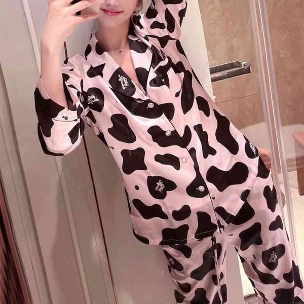 

women's tracksuits 2022 spring design sense long sleeved pajamas loose two piece set peach cow leisure fashion suit women lc2f, Gray