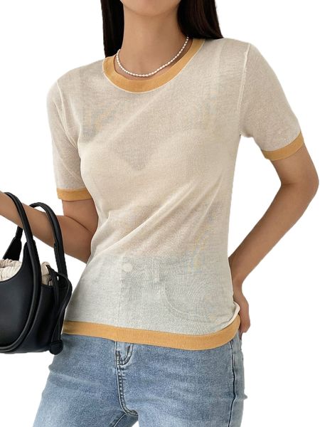 

dazy-less contrast trim knit without bra a7wc#, White;black