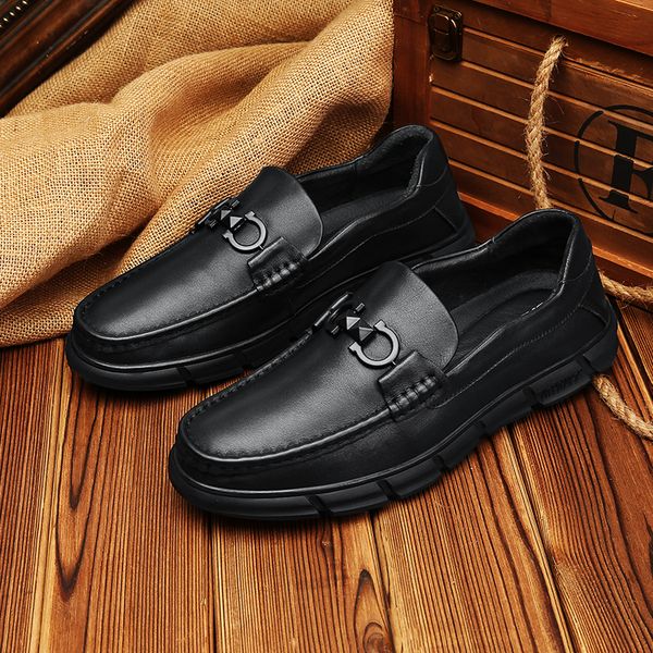 

genuine leather shoes men loafers soft men casual shoes new male footwear black brown slip-on platform shoes business boat
