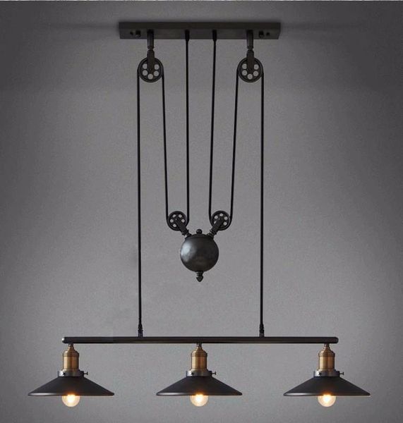 Lâmpadas pendentes Industrial Lights Vintage Luminárias Loft LED E27 HANGLAMP Polia Retro Lâmpada de iluminação de metal preto quarto da sala de jantar