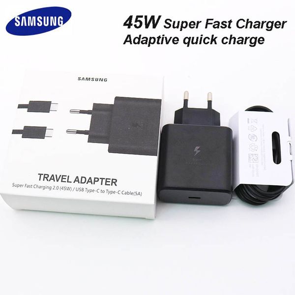 45W Samsung S20 Super Fast Charger Carica rapida adattiva da tipo C a cavo di tipo c per galaxy s10 a50 a51 s8 note 10 9 8