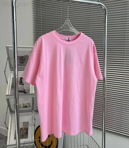 

women's t-shirt designer 22s summer new paris front and back letters embroidery pink girl heart sweet aging os large short sleeve t-shi, White