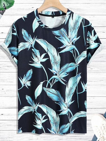 

men tropical print tee k7sb#, White;black