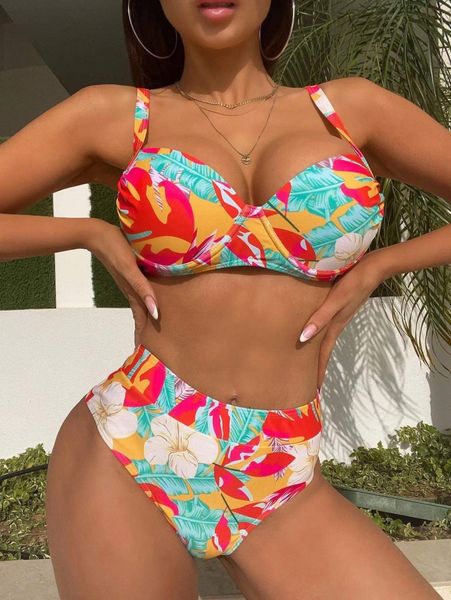 

tropical print push up bikini swimsuit h3zx#, White;black