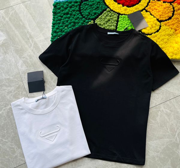 

22ss men women horns three-dimensional relief letter printed tee summer classic high-end short sleeve casual simple solid breathable street, White;black