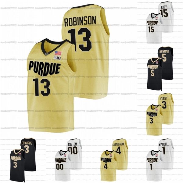 

a3740 custom purdue boilermakers 2021-22 ncaa college basketball jersey caleb furst glenn robinson isaiah thompson zach edey jaden ivey trev, Black