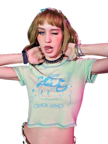

romwe x ovcharka street life cartoon graphic tee c64f#, White