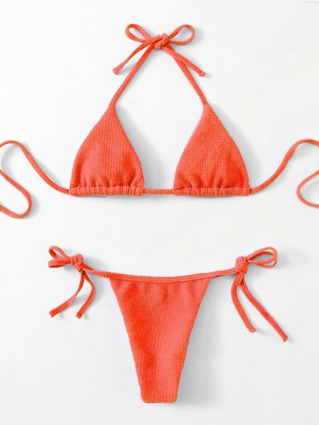 

plain halter triangle bikini swimsuit s7a8#, White;black