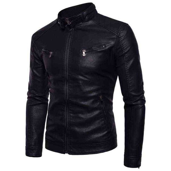 Tamanho de tamanho grosso de veludo espesso masculino de couro falso de colar de colarinho de couro pu dos meninos casaco de moto preto moto de moto masculino 3xl l220725