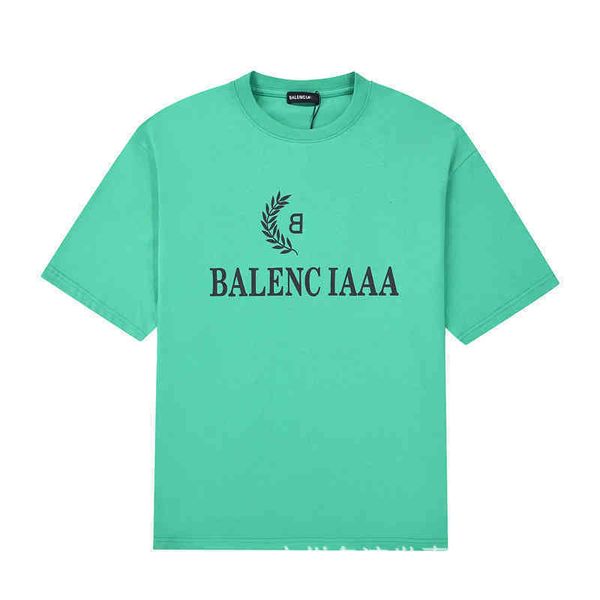 

family balencaigass version men tested t-shirts b high t-shirt quality women's 21 spring and summer classic wave letter printing short, White;black