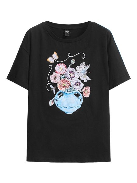 

x claudette lambert butterfly & floral print tee u3tt#, White