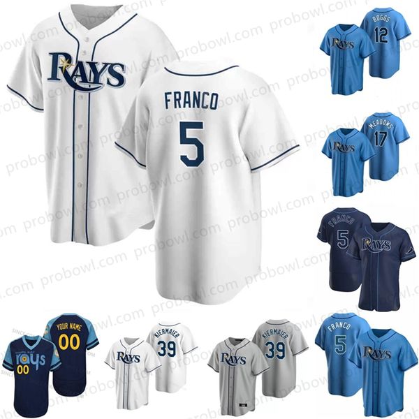 

tampa bay 5 wander franco rays 2022 jersey tyler glasnow randy arozaren brandon lowe yandy diaz mike zunino kevin kiermaier brett phillips a, Blue;black