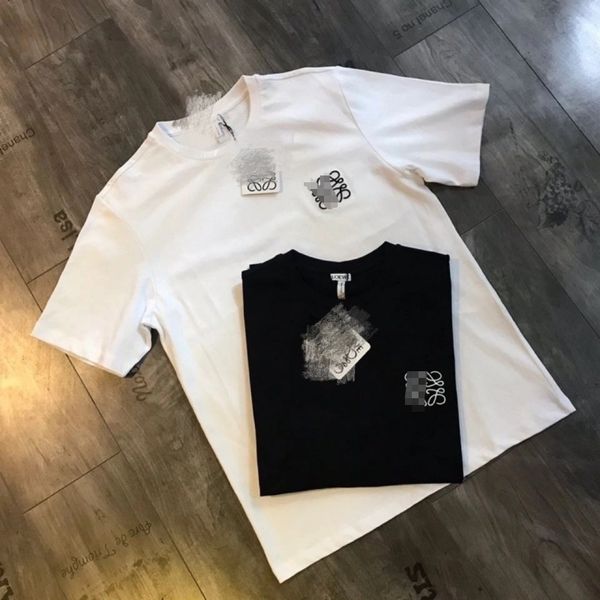 

designer women's t-shirts summer short-sleeved loose round neck embroidered logo combed cotton tees men and women, White